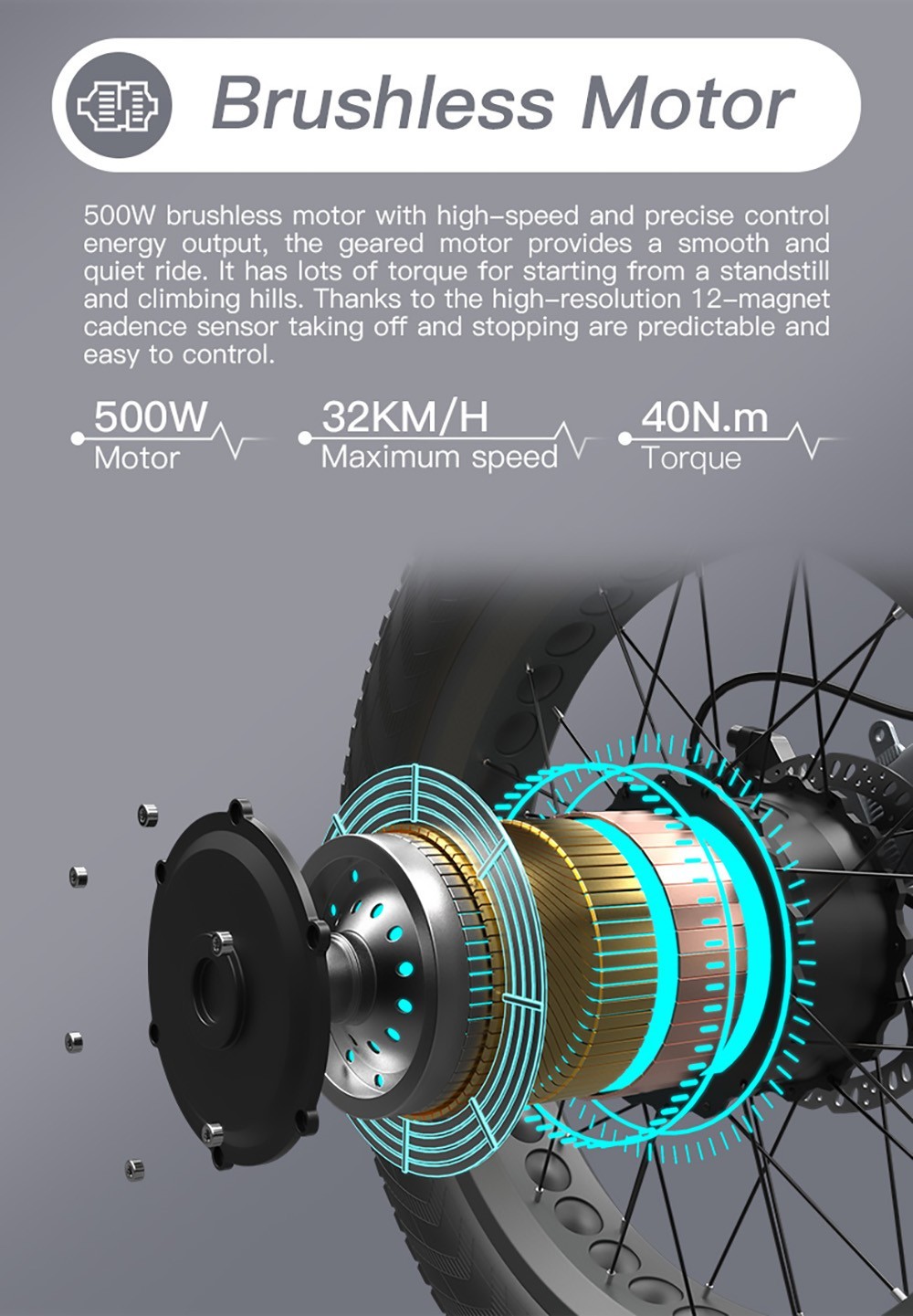 Bezior M3 Electric Bike 48V 500W Motor 32km/h Max. rýchlosť 10,4Ah Batéria 60km Max. dojazd 26*2.1'' Pneumatiky CST Shimano 7-stupňová prevodovka - biela