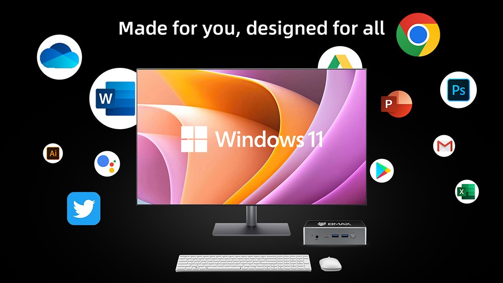 BMAX B7 Pro Mini PC Intel Core I5-1145G7 4 Cores 8 Threads CPU, 8GB DDR4 1TB SSD Windows 11, 5G WiFi, Bluetooth 5.2 Grey - EU -IMOU Sales BMAX B7 Pro Mini PC Intel Core i5 1145G7 519468 14