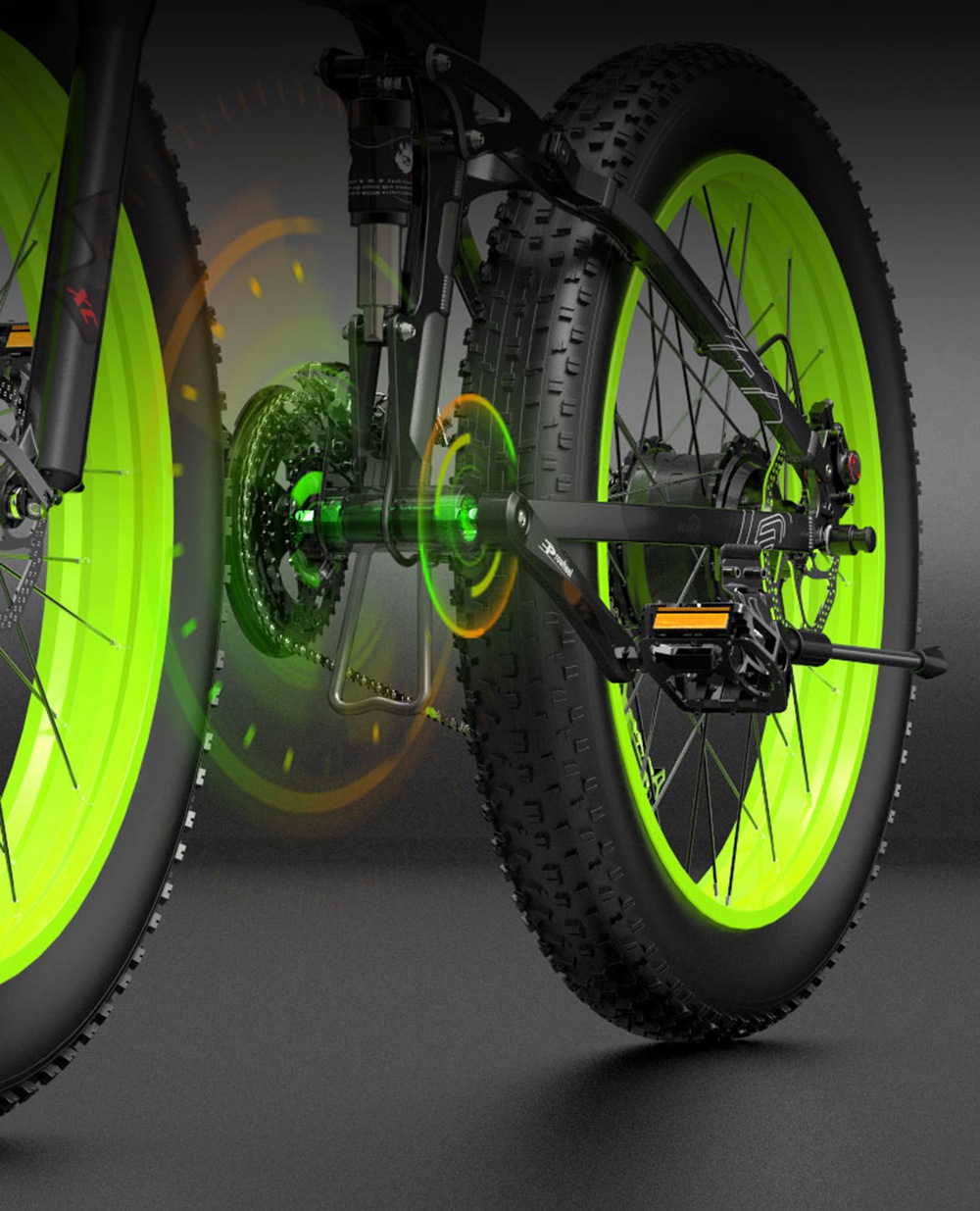 BEZIOR X1500 Folding Electric Mountain Bike 26*4.0 Inch Fat Tires 12.8Ah 48V 1500W 40Km/h 100KM Mileage Max Load 200KG Shimano 27-Speed Shifter - Black Green -rockbros-shop Bezior X1500 12 8Ah 48V 1500W 26 Innch 40Km h 519194 15