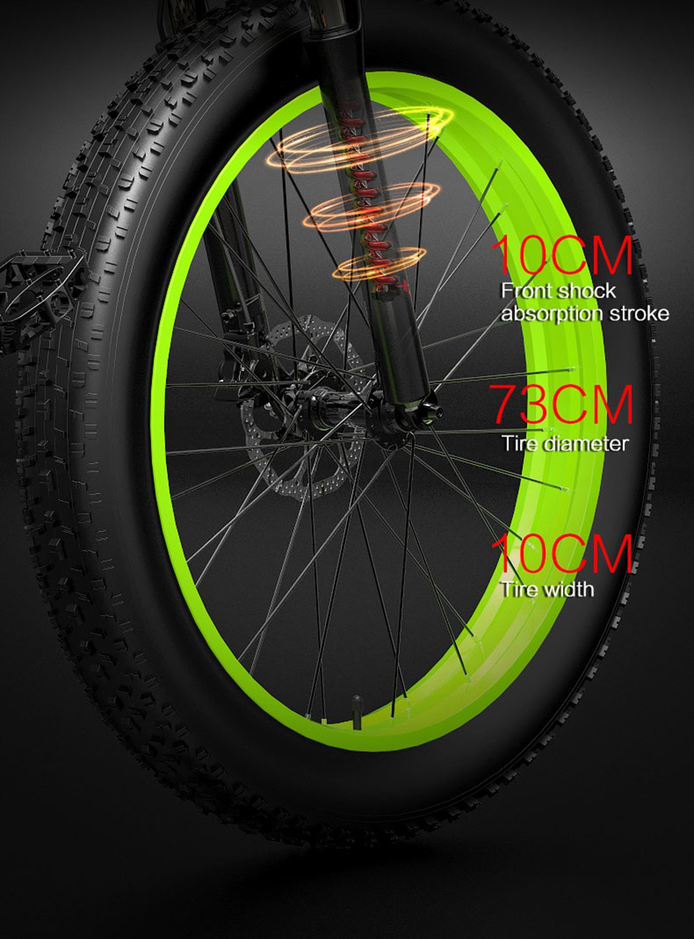 BEZIOR X1500 Folding Electric Mountain Bike 26*4.0 Inch Fat Tires 12.8Ah 48V 1500W 40Km/h 100KM Mileage Max Load 200KG Shimano 27-Speed Shifter - Black Green -rockbros-shop Bezior X1500 12 8Ah 48V 1500W 26 Innch 40Km h 519194 19