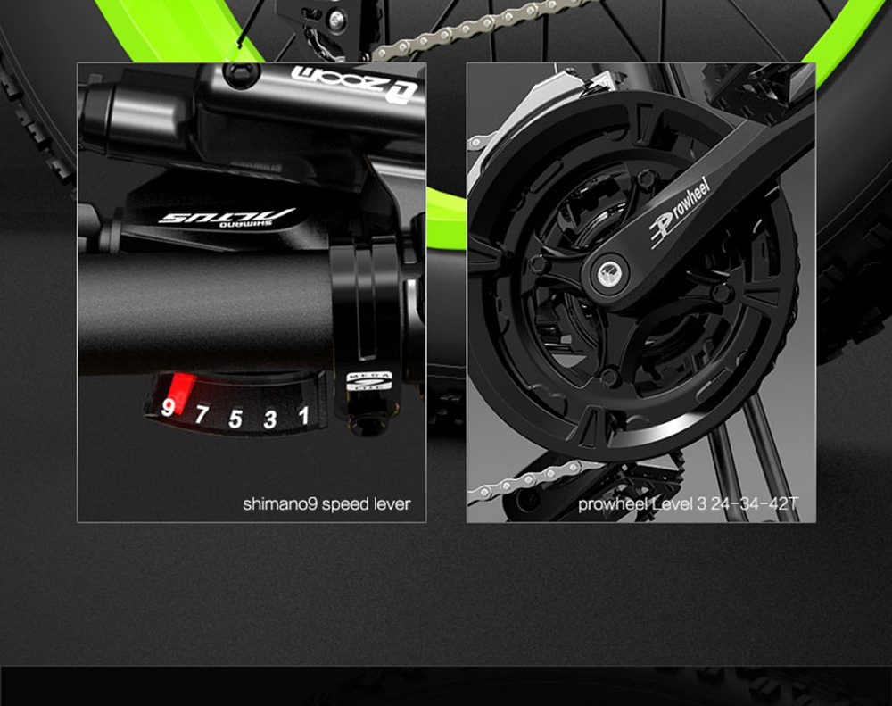 BEZIOR X1500 Folding Electric Mountain Bike 26*4.0 Inch Fat Tires 12.8Ah 48V 1500W 40Km/h 100KM Mileage Max Load 200KG Shimano 27-Speed Shifter - Black Green -rockbros-shop Bezior X1500 12 8Ah 48V 1500W 26 Innch 40Km h 519194 23