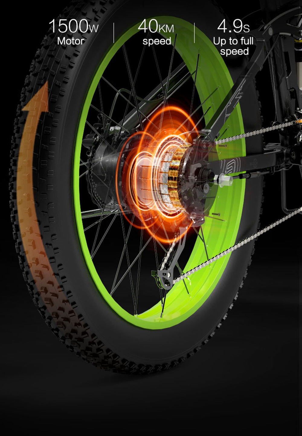 BEZIOR X1500 Folding Electric Mountain Bike 26*4.0 Inch Fat Tires 12.8Ah 48V 1500W 40Km/h 100KM Mileage Max Load 200KG Shimano 27-Speed Shifter - Black Green -rockbros-shop Bezior X1500 12 8Ah 48V 1500W 26 Innch 40Km h 519194 5