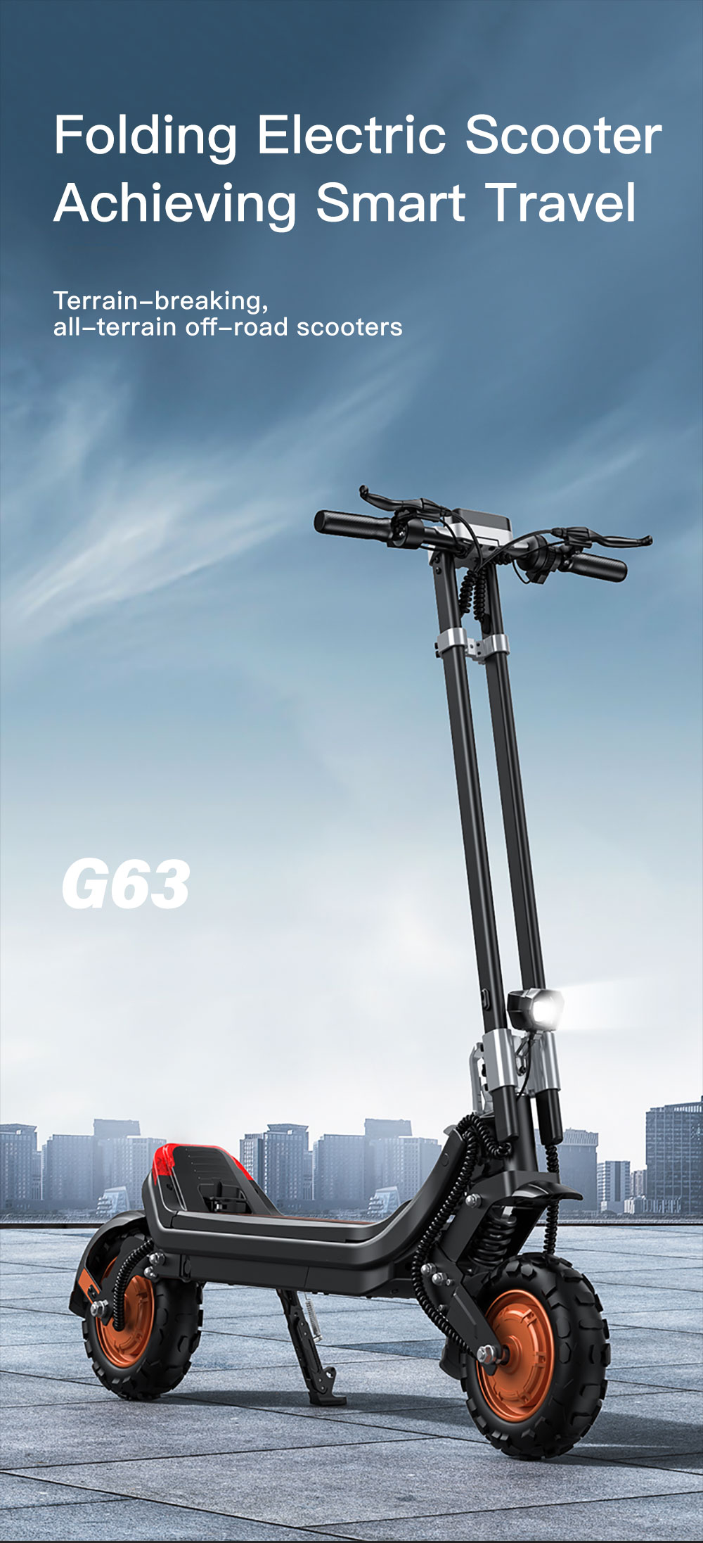 G63 Electric Scooter 11 Inch Pneumatic Off-road Tires 1200W*2 Dual Motors 48V 20Ah Battery 55Km/h Max Speed 50KM Range Tuya APP Control Removable Battery Black 4 G63 Electric Scooter 11 Inch Pneumatic Off-road Tires 1200W*2 Dual Motors 48V 20Ah Battery 55Km/h Max Speed 50KM Range Tuya APP Control Removable Battery Black -rockbros-shop G63 Electric Scooter 1200W 2 Dual Motors 519528 0