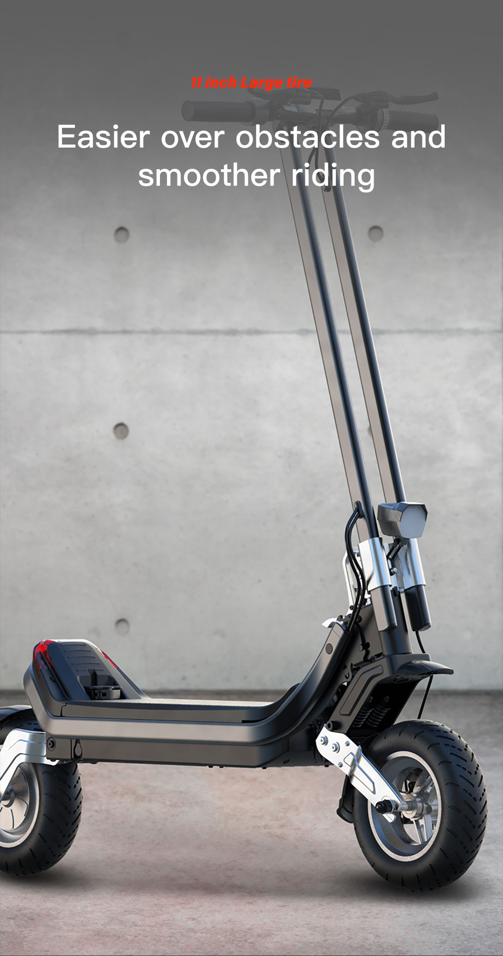 G63 Electric Scooter 1200W Single Motor 48V 15Ah Battery 50Km/h Max Speed 50KM Range 11 Inch Pneumatic Tires Tuya APP Control Removable Battery Black -rockbros-shop G63 Electric Scooter 1200W Single Motor 48V 15Ah Battery 519529 2