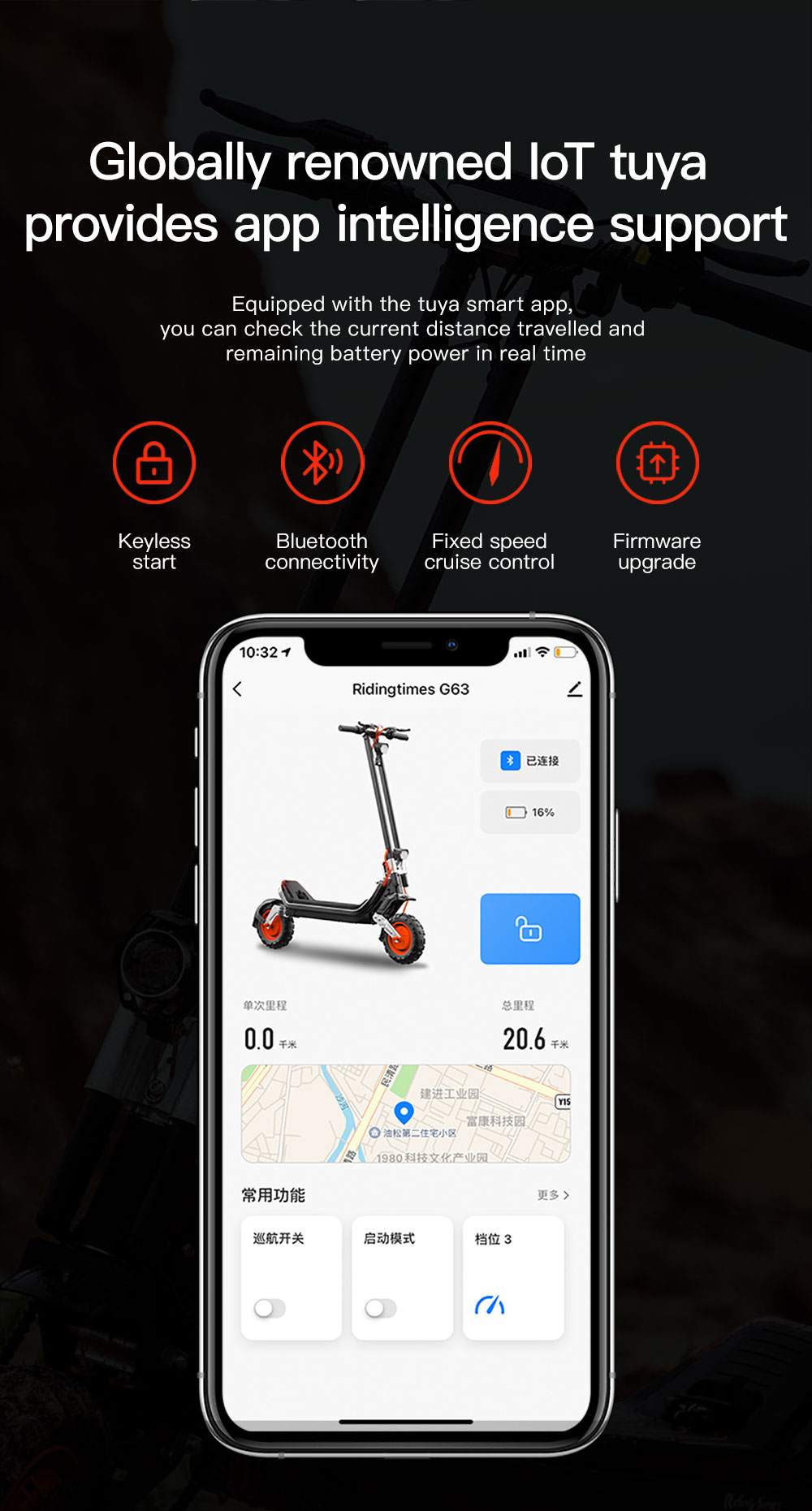 G63 Electric Scooter 1200W Single Motor 48V 15Ah Battery 50Km/h Max Speed 50KM Range 11 Inch Pneumatic Tires Tuya APP Control Removable Battery Black -rockbros-shop G63 Electric Scooter 1200W Single Motor 48V 15Ah Battery 519529 9