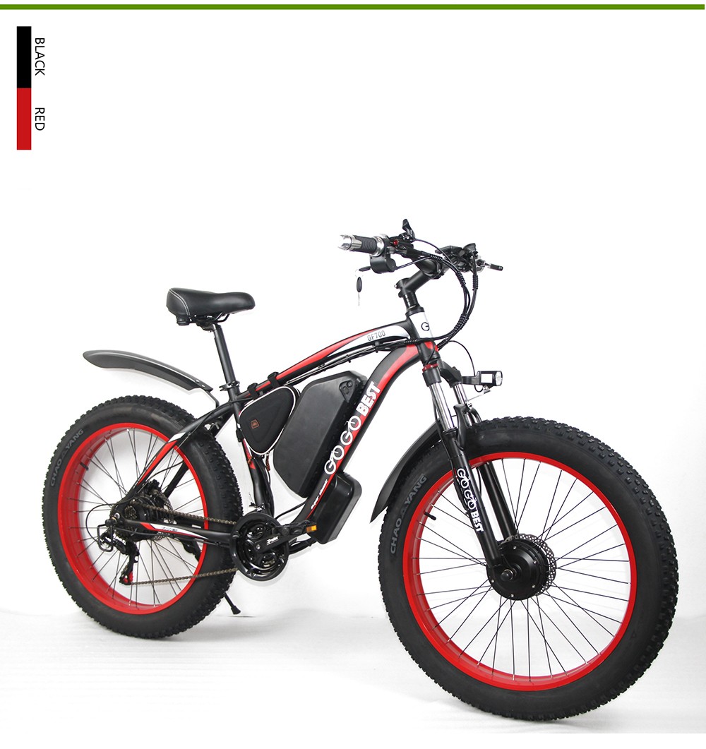 GOGOBEST GF700 26*4.0 Inch Fat Tire Electric Mountain Bike 48V 17.5Ah Battery 2*500W Dual Motor Max Speed 50Km/h 70KM Power-Assisted Range Max Load 200KG IP54 Waterproof Hydraulic Disc Brake MTB Bike 6061 Aluminum Alloy Frame - Black Green -rockbros-shop GOGOBEST GF700 Electric Mountain Bike 519217 11