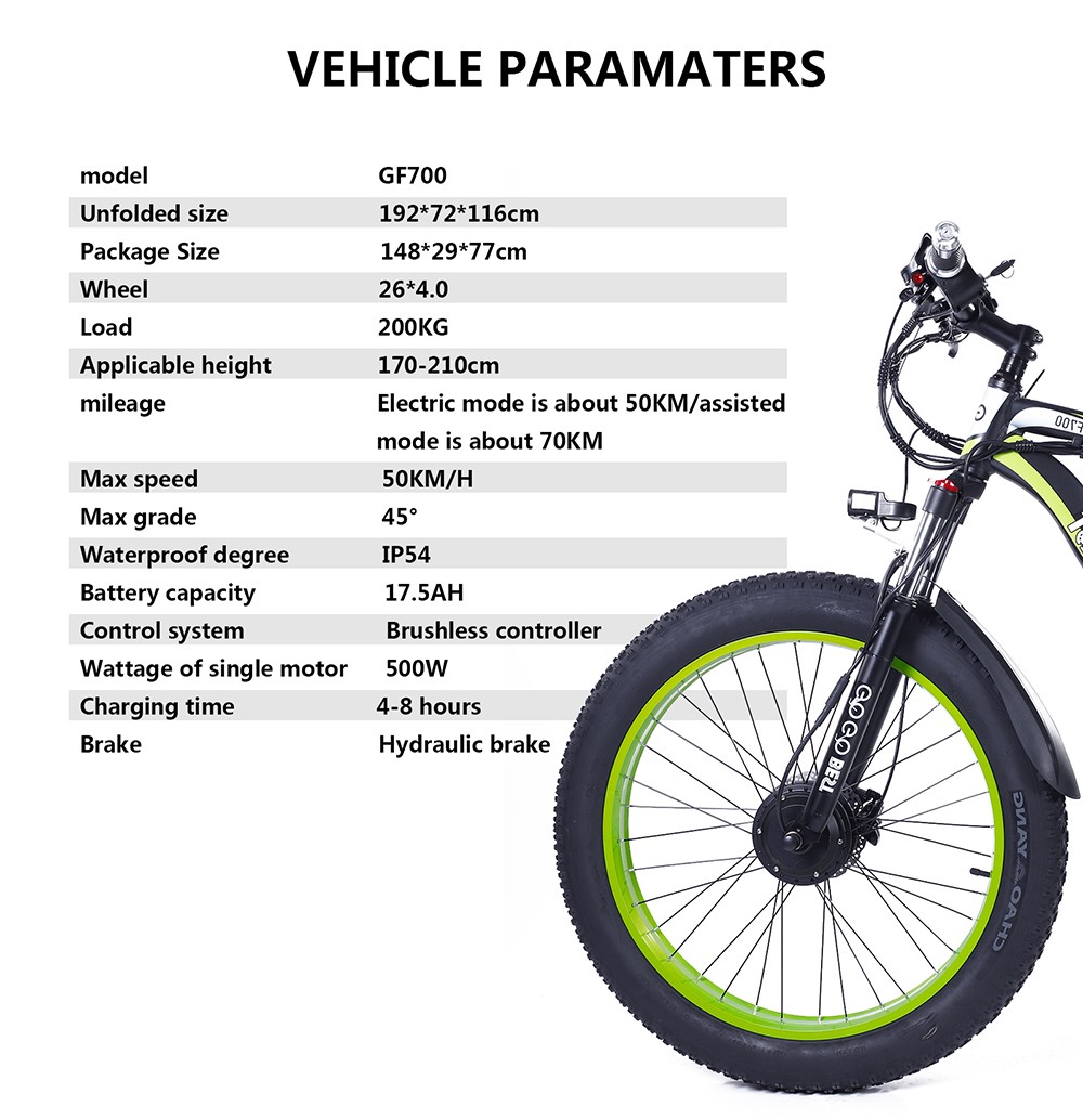 GOGOBEST GF700 26*4.0 Inch Fat Tire Electric Mountain Bike 48V 17.5Ah Battery 2*500W Dual Motor Max Speed 50Km/h 70KM Power-Assisted Range Max Load 200KG IP54 Waterproof Hydraulic Disc Brake MTB Bike 6061 Aluminum Alloy Frame - Black Red 17 GOGOBEST GF700 26*4.0 Inch Fat Tire Electric Mountain Bike 48V 17.5Ah Battery 2*500W Dual Motor Max Speed 50Km/h 70KM Power-Assisted Range Max Load 200KG IP54 Waterproof Hydraulic Disc Brake MTB Bike 6061 Aluminum Alloy Frame - Black Red -rockbros-shop GOGOBEST GF700 Electric Mountain Bike 519219 11