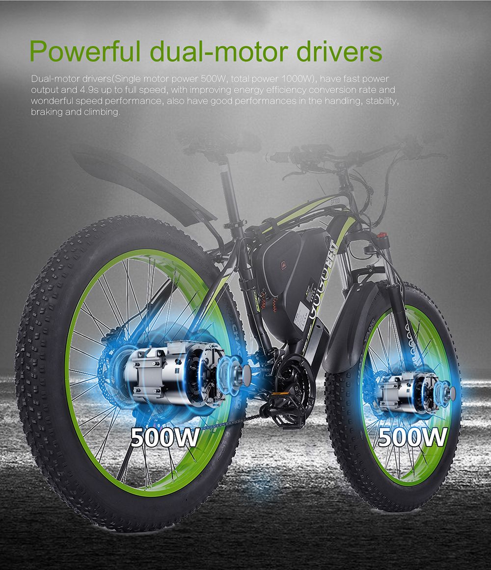 GOGOBEST GF700 26*4.0 Inch Fat Tire Electric Mountain Bike 48V 17.5Ah Battery 2*500W Dual Motor Max Speed 50Km/h 70KM Power-Assisted Range Max Load 200KG IP54 Waterproof Hydraulic Disc Brake MTB Bike 6061 Aluminum Alloy Frame - Black Red 8 GOGOBEST GF700 26*4.0 Inch Fat Tire Electric Mountain Bike 48V 17.5Ah Battery 2*500W Dual Motor Max Speed 50Km/h 70KM Power-Assisted Range Max Load 200KG IP54 Waterproof Hydraulic Disc Brake MTB Bike 6061 Aluminum Alloy Frame - Black Red -rockbros-shop GOGOBEST GF700 Electric Mountain Bike 519219 2