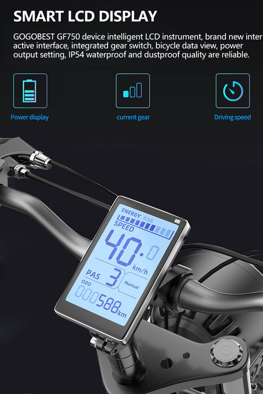 GOGOBEST GF750 Electric Retro Bicycle 20*4.0 Inch Fat Tire 1000W*2 Dual Motors 50Km/h Max Speed 48V 17.5Ah Battery 80KM Range Shimano 7-Speed Gear With USB Phone Charging 200KG Max Load - Black 20 GOGOBEST GF750 Electric Retro Bicycle 20*4.0 Inch Fat Tire 1000W*2 Dual Motors 50Km/h Max Speed 48V 17.5Ah Battery 80KM Range Shimano 7-Speed Gear With USB Phone Charging 200KG Max Load - Black -rockbros-shop GOGOBEST GF750 Electric Bicycle 1000W 2 Dual Motors Black 519210 6