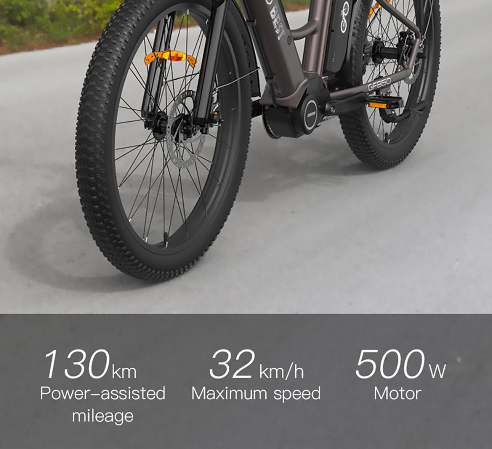 GOGOBEST GF850 Electric Bike 48V 500W Motor 32km/h Max Speed 2*10.4Ah Batteries 130km Range Shimano 7 Speed Gear - Black -rockbros-shop GOGOBEST GF850 Electric Bike 48V 500W Motor Black 519585 1