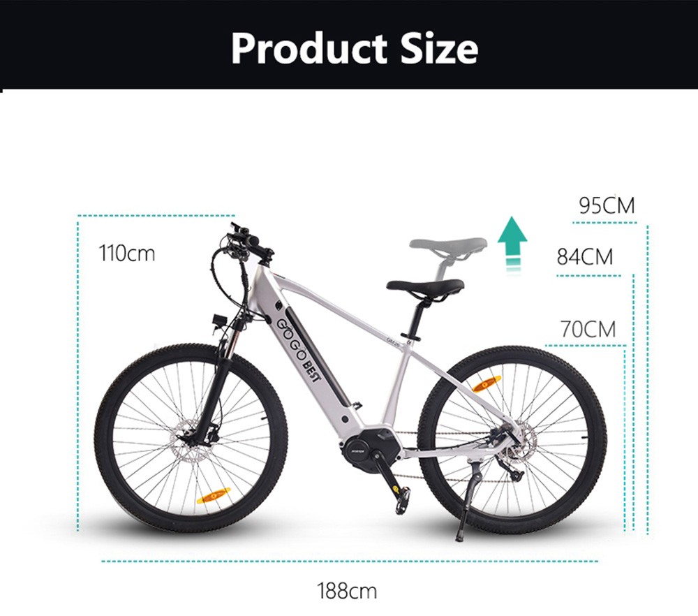 GOGOBEST GM26 Electric Bike 36V 250W Motor 25km/h Max Speed 10Ah Battery 50-60km Range 27.5*2.25'' CST Tires - Gold -rockbros-shop GOGOBEST GM26 Electric Bike 36V 250W Motor Gold 519591 10
