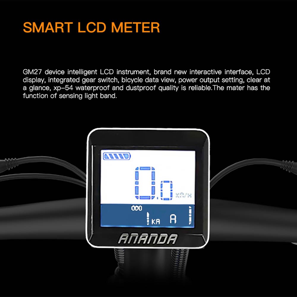 GOGOBEST GM27 Electric Bike 27.5*3.0 Inch Fat Tires 48V 350W Mid Motor 25Km/h Max Speed 10Ah Battery 50KM Max Range Dual Hydraulic Disc Brake - Black -rockbros-shop GOGOBEST GM27 Electric Bike 48V 350W Mid Motor Black 519283 5