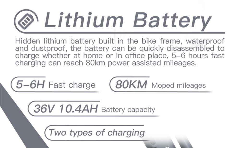 GOGOBEST GM28 Electric Bike 36V 350W Motor 32km/h Max Speed 10.4Ah Battery 60-80km Range Shimano 7 Speed Gear 120kg Load - Grey -rockbros-shop GOGOBEST GM28 Electric Bike 36V 350W Motor Grey 519590 3