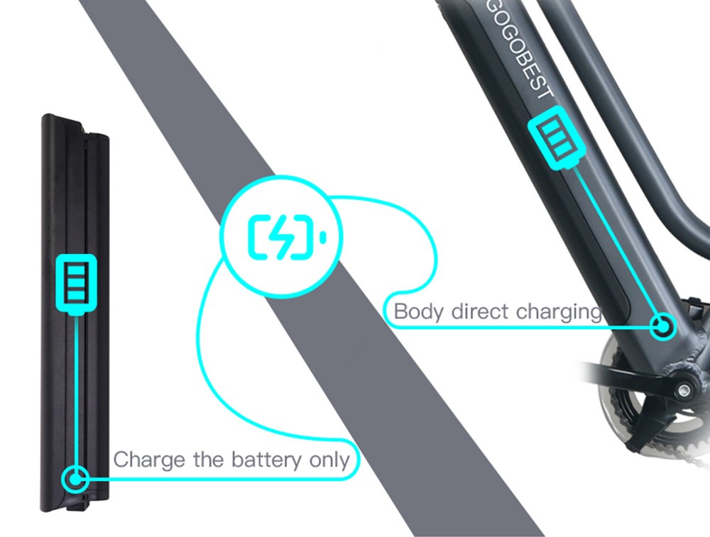 GOGOBEST GM28 Electric Bike 36V 350W Motor 32km/h Max Speed 10.4Ah Battery 60-80km Range Shimano 7 Speed Gear 120kg Load - Grey -rockbros-shop GOGOBEST GM28 Electric Bike 36V 350W Motor Grey 519590 4