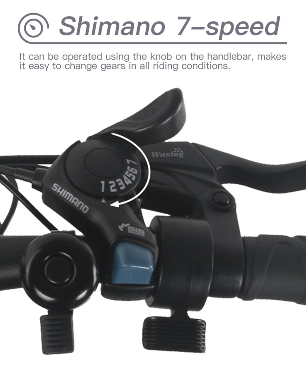 GOGOBEST GM28 Electric Bike 36V 350W Motor 32km/h Max Speed 10.4Ah Battery 60-80km Range Shimano 7 Speed Gear 120kg Load - Grey -rockbros-shop GOGOBEST GM28 Electric Bike 36V 350W Motor Grey 519590 7