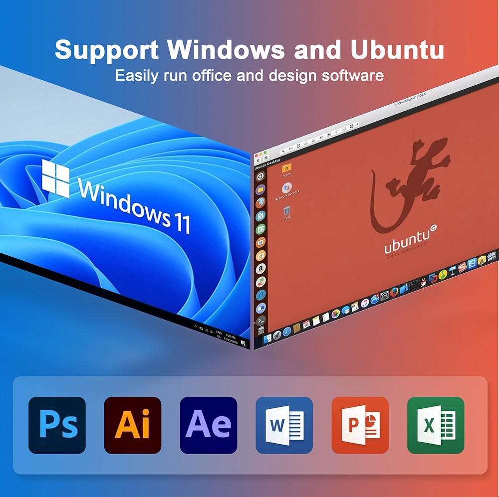 GXMO N42 Mini PC Windows 11, Intel Celeron N4020C Intel UHD Graphics, 6GB DDR4 64GB SSD, 2.4G & 5.8G WiFi, 1000 Mbps LAN - EU -IMOU Sales GXMO N42 Mini PC Windows 11 EU 519552 3