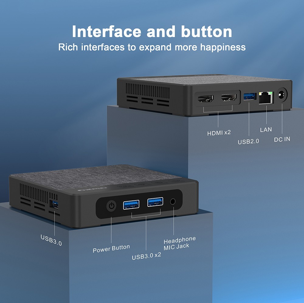 GXMO N42 Mini PC Windows 11, Intel Celeron N4020C Intel UHD Graphics, 6GB DDR4 64GB SSD, 2.4G & 5.8G WiFi, 1000 Mbps LAN - EU -IMOU Sales GXMO N42 Mini PC Windows 11 EU 519552 7