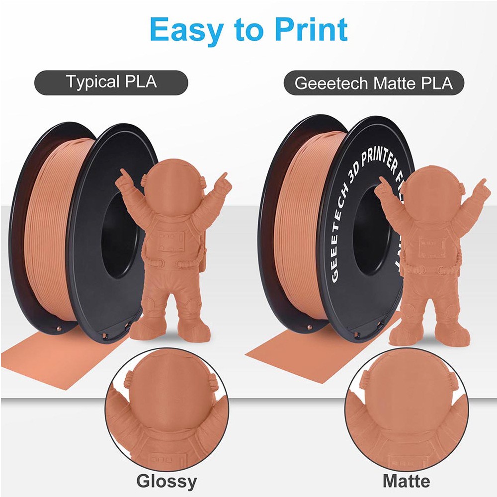 Geeetech Matte PLA Filament For 3D Printer, 1.75mm Dimensional Accuracy +/- 0.03mm 1kg Spool (2.2 Lbs) - Orange -BioloMix Shop Geeetech Matte PLA Filament for 3D Printer Orange 519273 2
