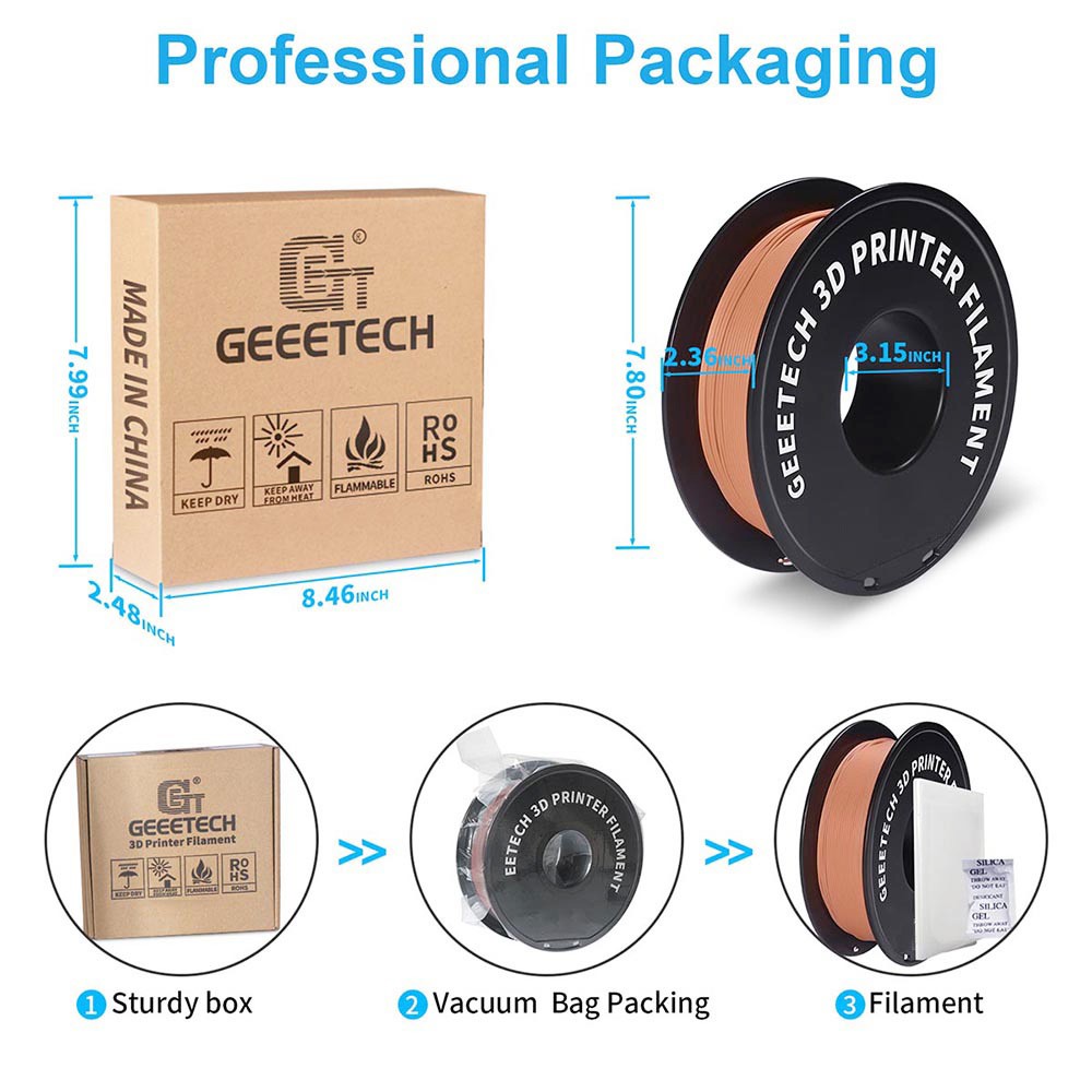 Geeetech Matte PLA Filament For 3D Printer, 1.75mm Dimensional Accuracy +/- 0.03mm 1kg Spool (2.2 Lbs) - Orange -BioloMix Shop Geeetech Matte PLA Filament for 3D Printer Orange 519273 3