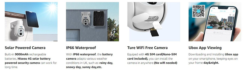 Hiseeu TDA73E WiFi Free 4G LTE Security Camera, 3MP Solar Powered Wireless Camera, 360 Degree Viewing, IP66 Waterproof, PIR Motion Sensor, Color Night Vision, 2-Way Talk, With SIM Card 24 Hiseeu TDA73E WiFi Free 4G LTE Security Camera, 3MP Solar Powered Wireless Camera, 360 Degree Viewing, IP66 Waterproof, PIR Motion Sensor, Color Night Vision, 2-Way Talk, With SIM Card -IMOU Sales Hiseeu WiFi Free 4G LTE Security Camera 519571 10