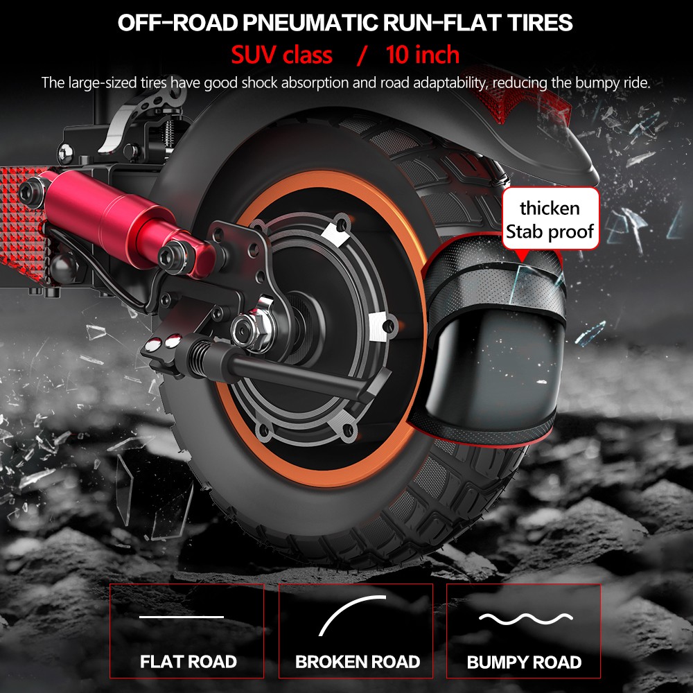 IENYRID M4 Pro S Electric Scooter 10 Inch Off-Road Tires 48V 600W Motor 40-45Km/h Max Speed 16Ah Lithium Battery 40-60KM Range 150KG Max Load Mechanical Disc Brakes With Seat -rockbros-shop IENYRID M4 Pro S Electric Scooter 519365 10