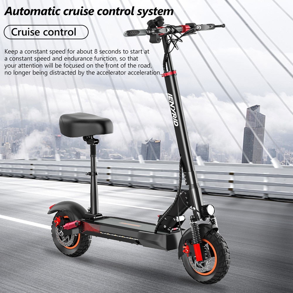 IENYRID M4 Pro S Electric Scooter 10 Inch Off-Road Tires 48V 600W Motor 40-45Km/h Max Speed 16Ah Lithium Battery 40-60KM Range 150KG Max Load Mechanical Disc Brakes With Seat -rockbros-shop IENYRID M4 Pro S Electric Scooter 519365 11