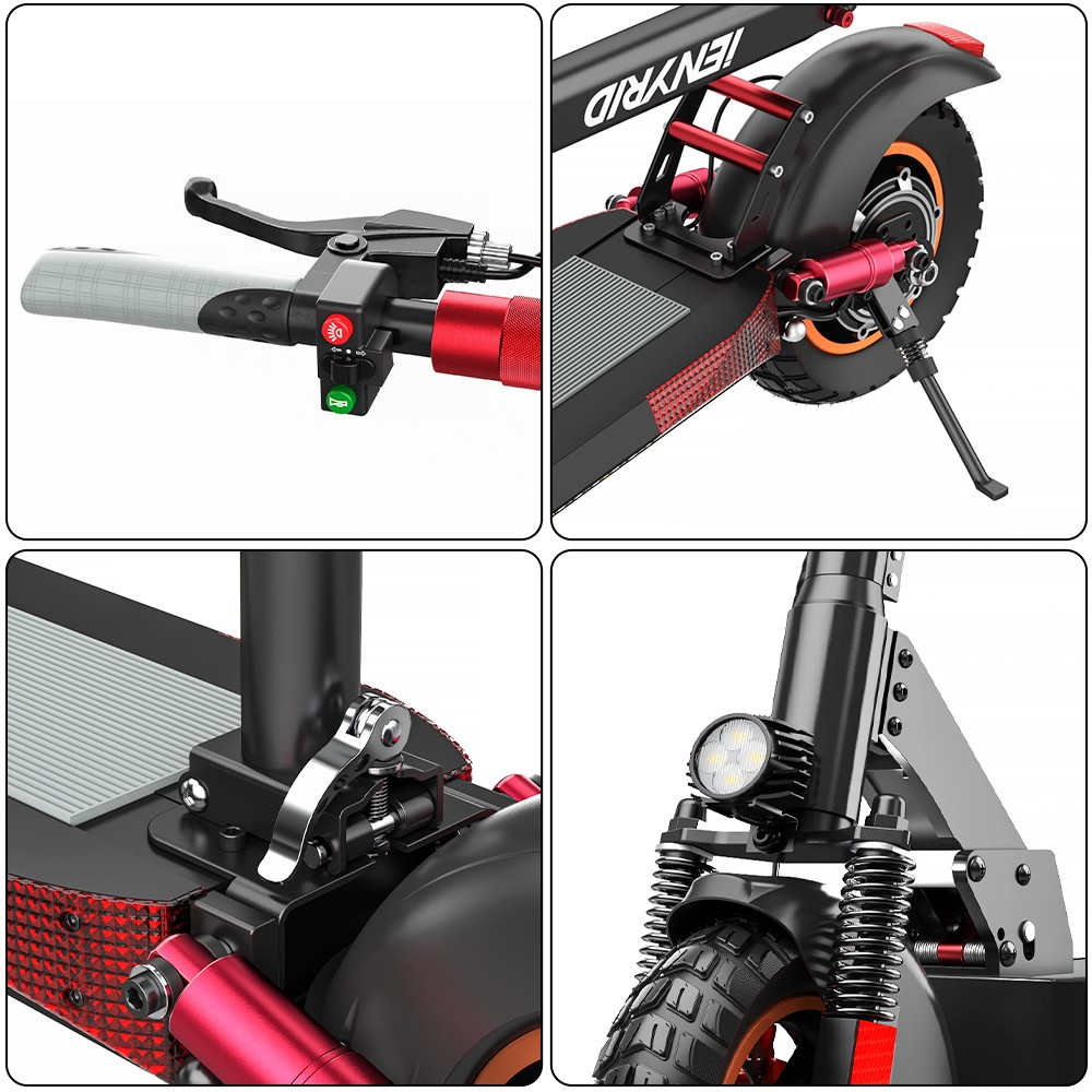 IENYRID M4 Pro S Electric Scooter 10 Inch Off-Road Tires 48V 600W Motor 40-45Km/h Max Speed 16Ah Lithium Battery 40-60KM Range 150KG Max Load Mechanical Disc Brakes With Seat -rockbros-shop IENYRID M4 Pro S Electric Scooter 519365 12