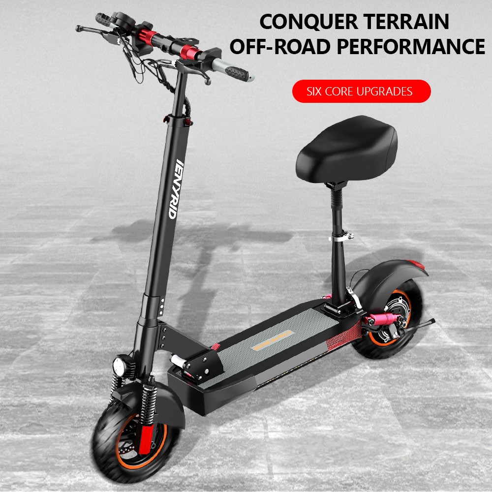 IENYRID M4 Pro S Electric Scooter 10 Inch Off-Road Tires 48V 600W Motor 40-45Km/h Max Speed 16Ah Lithium Battery 40-60KM Range 150KG Max Load Mechanical Disc Brakes With Seat -rockbros-shop IENYRID M4 Pro S Electric Scooter 519365 3