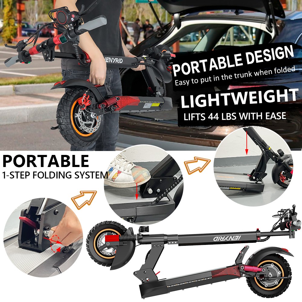 IENYRID M4 Pro S Electric Scooter 10 Inch Off-Road Tires 48V 600W Motor 40-45Km/h Max Speed 16Ah Lithium Battery 40-60KM Range 150KG Max Load Mechanical Disc Brakes With Seat -rockbros-shop IENYRID M4 Pro S Electric Scooter 519365 5