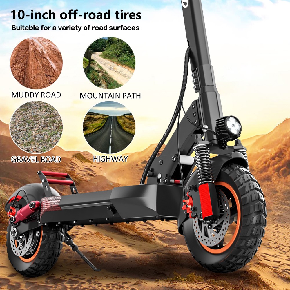 IENYRID M4 Pro S Electric Scooter 10 Inch Off-Road Tires 48V 600W Motor 40-45Km/h Max Speed 16Ah Lithium Battery 40-60KM Range 150KG Max Load Mechanical Disc Brakes With Seat -rockbros-shop IENYRID M4 Pro S Electric Scooter 519365 6