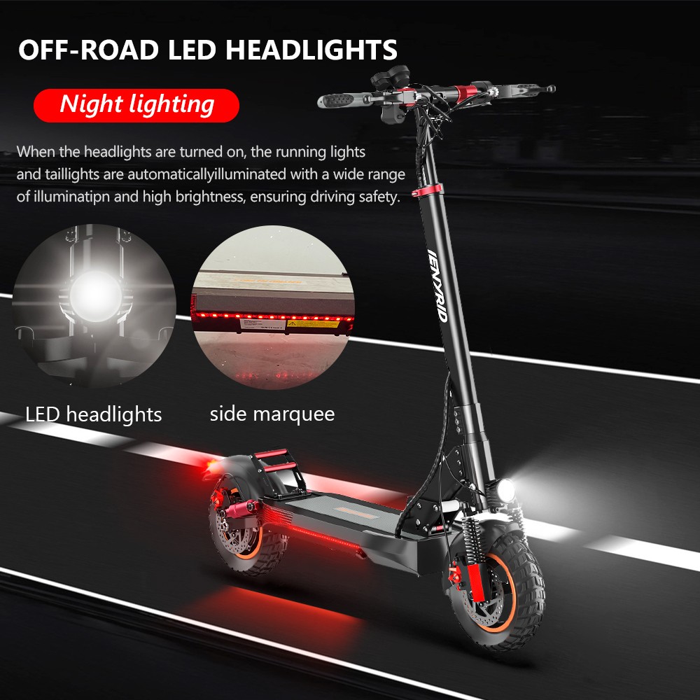 IENYRID M4 Pro S Electric Scooter 10 Inch Off-Road Tires 48V 600W Motor 40-45Km/h Max Speed 16Ah Lithium Battery 40-60KM Range 150KG Max Load Mechanical Disc Brakes With Seat -rockbros-shop IENYRID M4 Pro S Electric Scooter 519365 7