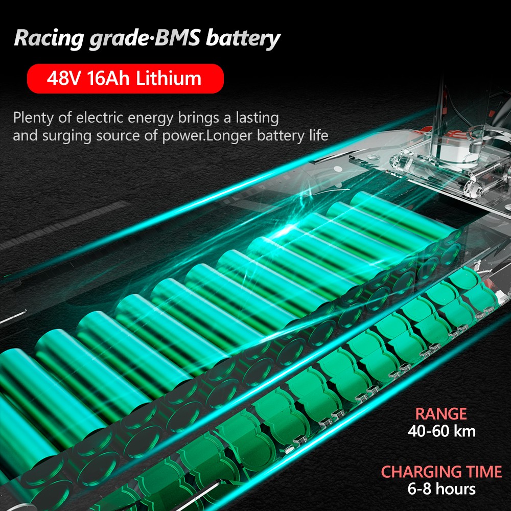 IENYRID M4 Pro S Electric Scooter 10 Inch Off-Road Tires 48V 600W Motor 40-45Km/h Max Speed 16Ah Lithium Battery 40-60KM Range 150KG Max Load Mechanical Disc Brakes With Seat -rockbros-shop IENYRID M4 Pro S Electric Scooter 519365 8