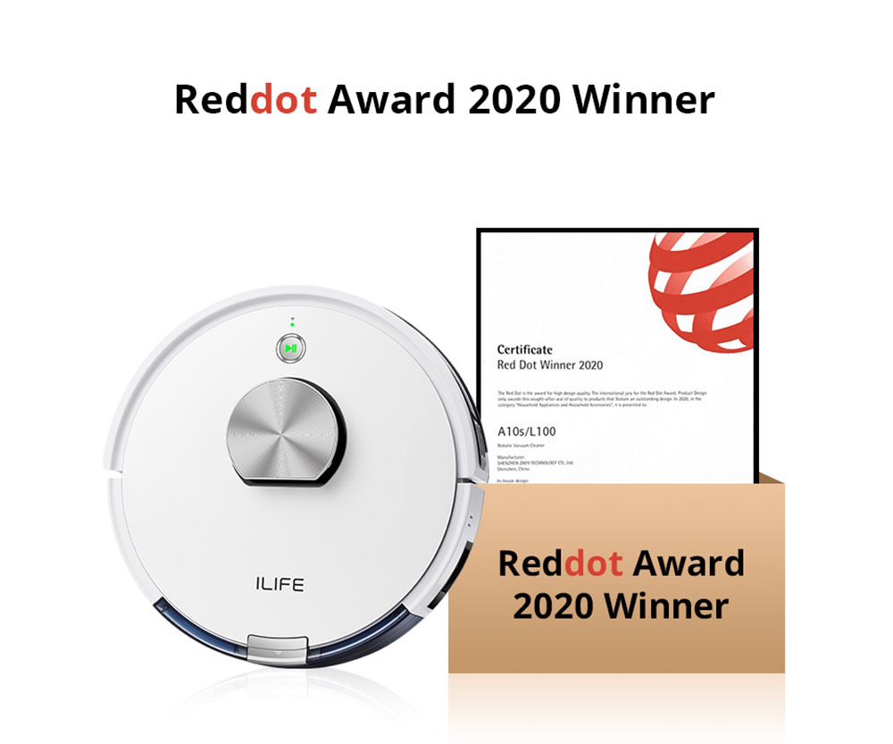 ILIFE L100 Robot Vacuum Cleaner 2000Pa Suction LDS Laser Navigation 2900mAh Battery 90Mins Run Time 450ml Dust Tank Carpet Boost Alexa Google Assistant APP Control - White
