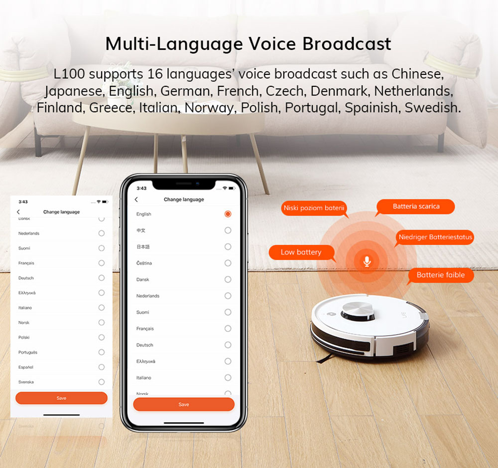 ILIFE L100 Robot Vacuum Cleaner 2000Pa Suction LDS Laser Navigation 2900mAh Battery 90Mins Run Time 450ml Dust Tank Carpet Boost Alexa Google Assistant APP Control - White