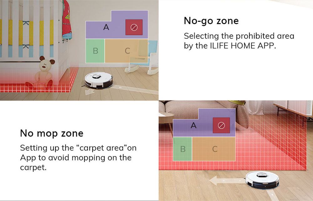 ILIFE L100 Robot Vacuum Cleaner 2000Pa Suction LDS Laser Navigation 2900mAh Battery 90Mins Run Time 450ml Dust Tank Carpet Boost Alexa Google Assistant APP Control - White