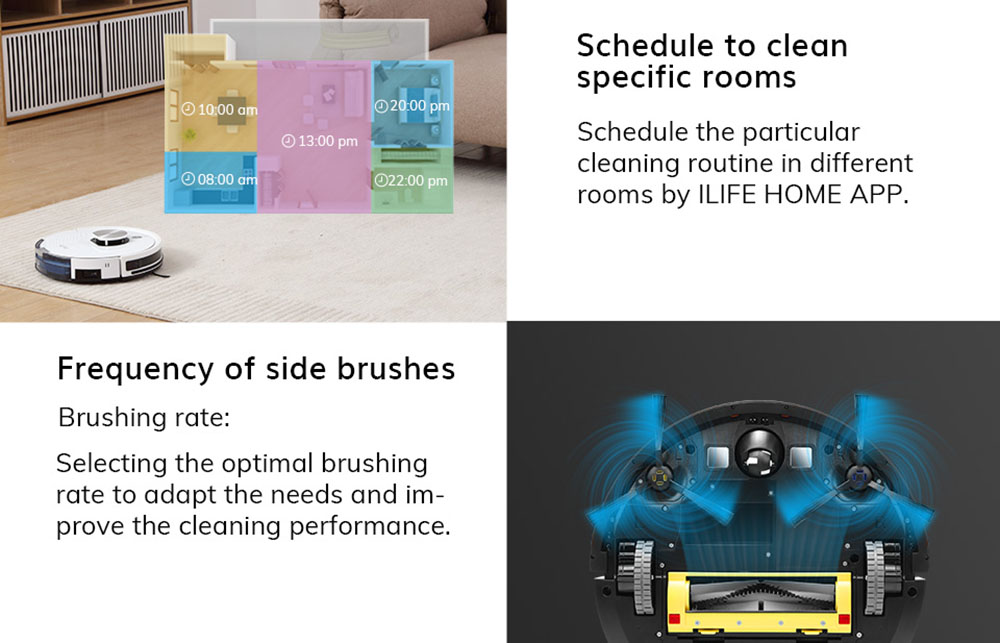 ILIFE L100 Robot Vacuum Cleaner 2000Pa Suction LDS Laser Navigation 2900mAh Battery 90Mins Run Time 450ml Dust Tank Carpet Boost Alexa Google Assistant APP Control - White