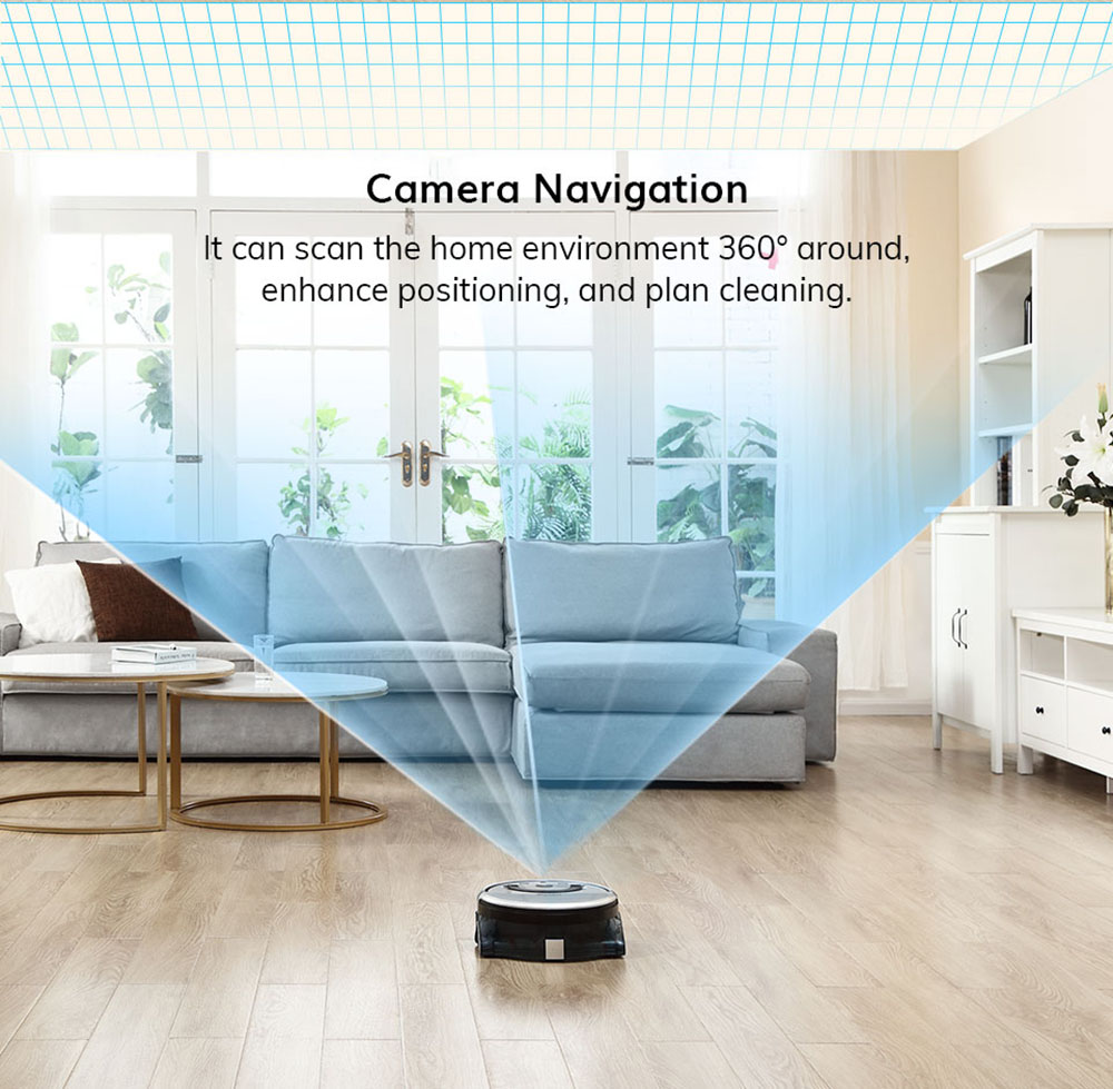 ILIFE W455 Floor Washing Robot 1000Pa Suction Shinebot Gyroscope Camera Navigation 900ml Large Water Tank Roller Brush Speed & Water Flow Adjustable APP Control Voice Broadcast  - Silver