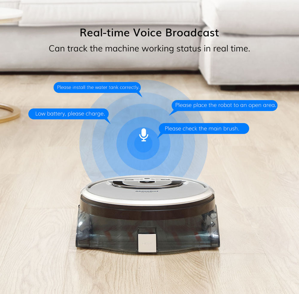 ILIFE W455 Floor Washing Robot 1000Pa Suction Shinebot Gyroscope Camera Navigation 900ml Large Water Tank Roller Brush Speed & Water Flow Adjustable APP Control Voice Broadcast  - Silver