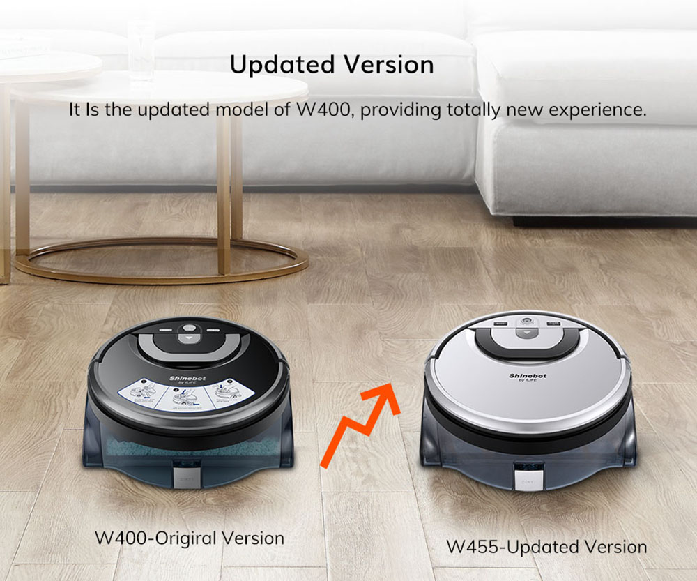 ILIFE W455 Floor Washing Robot 1000Pa Suction Shinebot Gyroscope Camera Navigation 900ml Large Water Tank Roller Brush Speed & Water Flow Adjustable APP Control Voice Broadcast  - Silver