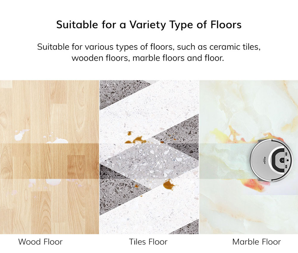 ILIFE W455 Floor Washing Robot 1000Pa Suction Shinebot Gyroscope Camera Navigation 900ml Large Water Tank Roller Brush Speed & Water Flow Adjustable APP Control Voice Broadcast  - Silver