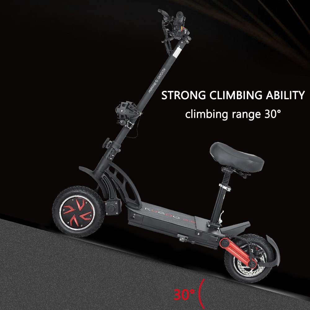 KUGOO G-Booster Folding Electric Scooter 10 Inch Tires 2*800W Dual Motors 3 Speed Modes Max 55Km/h Speed 48V 23AH Battery For 85KM Range Max Load 120KG Dual Disc Brakes With Seat - Black -rockbros-shop KUGOO G Booster Electric Scooter 10 Tire 519363 8