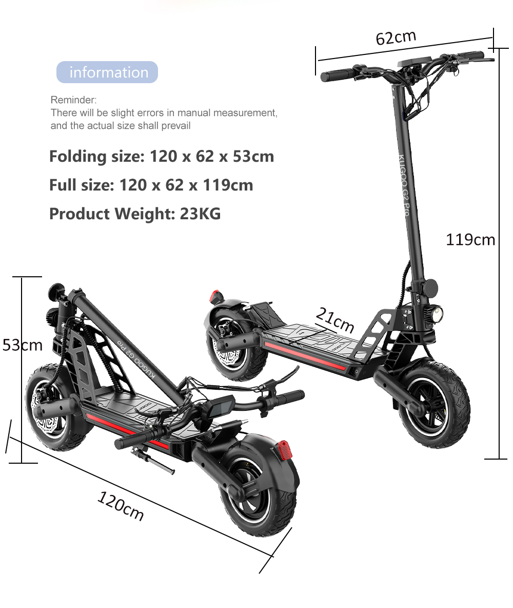 KUGOO G2 PRO Electric Scooter 10 Inch Off-Road Tire 800W Motor 45Km/h Max Speed 48V 15Ah Battery For 50KM Range 130KG Max Load E-Brake Disc Brake -rockbros-shop KUGOO G2 PRO Electric Scooter 519364 13