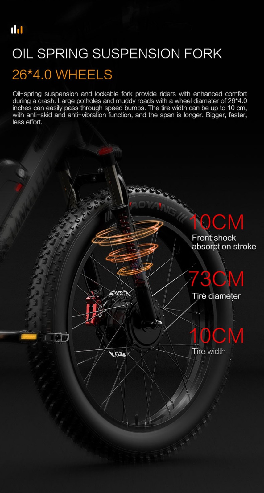 LANKELEISI MG740 PLUS Electric Bike 26*4.0'' Tires 1000W*2 Dual Motor 20Ah Battery 49km/h Max Speed - Black & Grey -rockbros-shop LANKELEISI MG740 PLUS Electric Bike Black Grey 519176 11