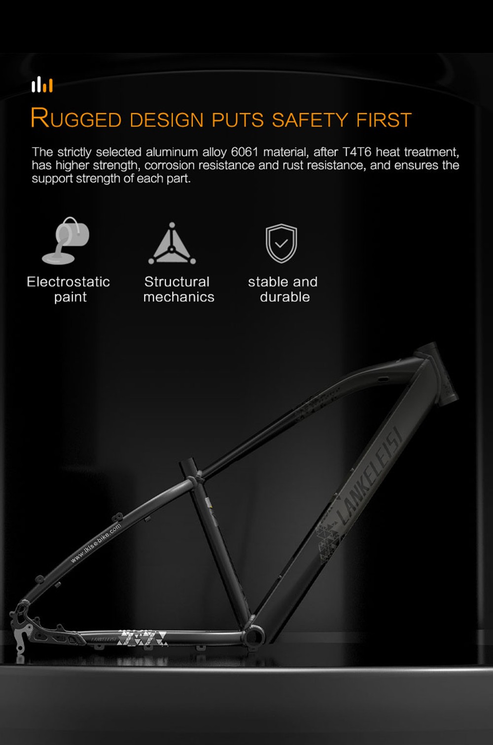 LANKELEISI MG740 PLUS Electric Bike 26*4.0'' Tires 1000W*2 Dual Motor 20Ah Battery 49km/h Max Speed - Black & Grey -rockbros-shop LANKELEISI MG740 PLUS Electric Bike Black Grey 519176 2