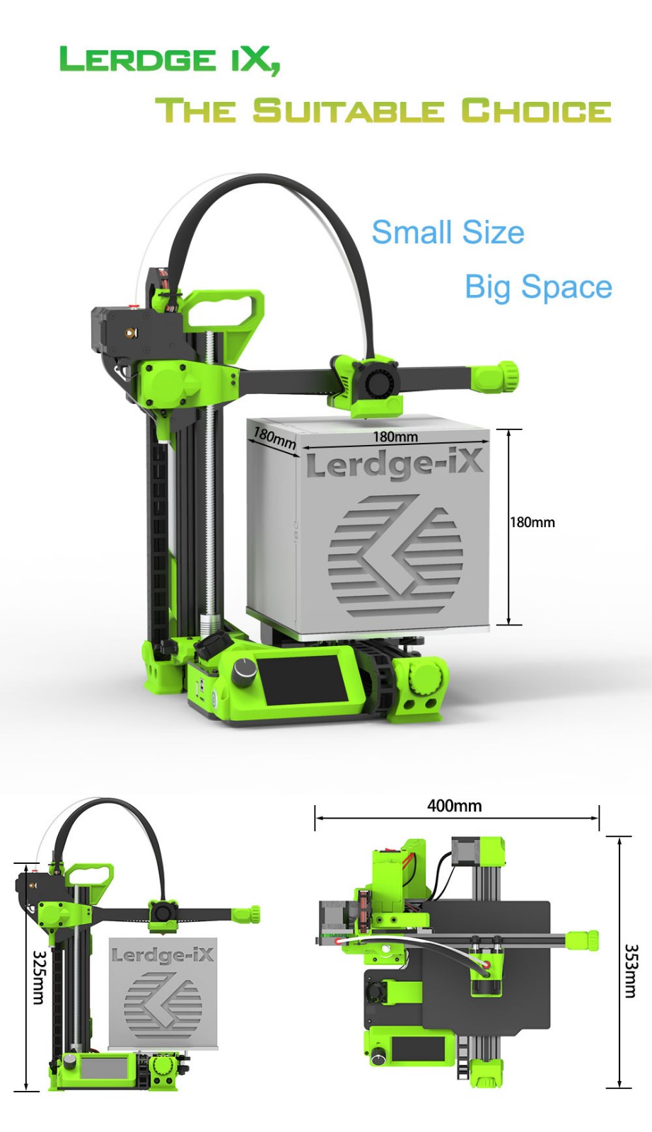 Lerdge IX 3D Printer Kit, Auto Leveling, 0.1mm Printing Accuracy, 200mm/s Printing Speed, PEI Flexible Sheet, 3.5 Inch IPS Touch Screen, TMC2226 Silent Driver, Resume Printing, Full-Metal Extruder, 180*180*180mm - Blue -BioloMix Shop Lerdge iX 3D Printer Kit Blue 519445 1