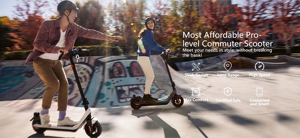 NIU KQi2 Pro Electric Scooter&nbsp;10 Inch Wheels 300W Rated Motor 25Km/h Max Speed, 365Wh Battery support max 40KM Range, 4 Riding Modes APP Control - Grey