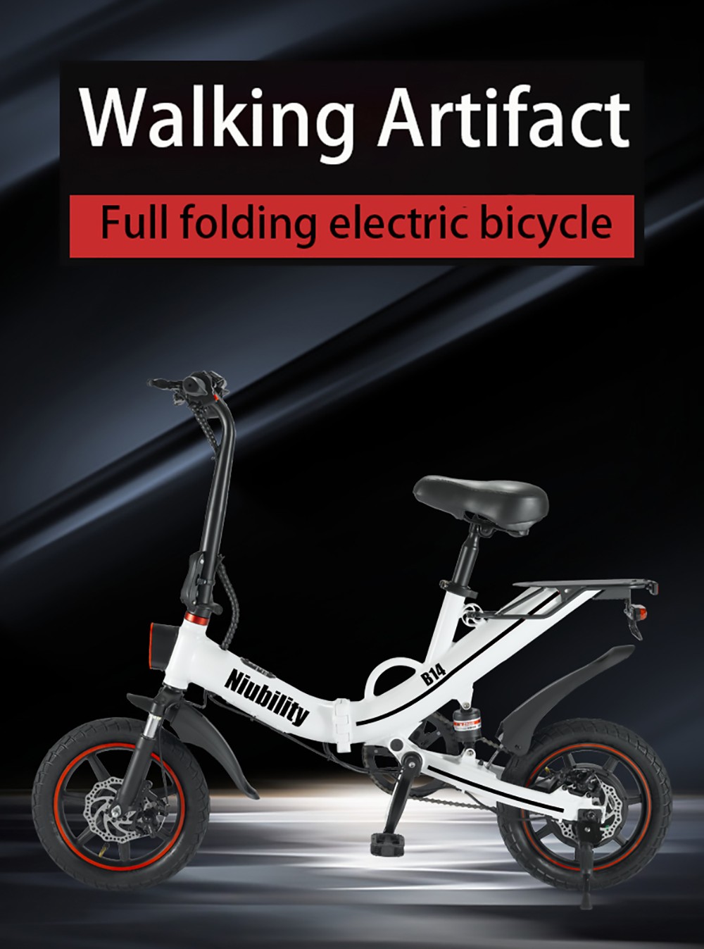 Niubility B14 Electric Moped Folding Bike 14 Inch 400W Motor 48V 15Ah Battery Up To 100KM Mileage Max 25km/h Double Disc Brake APP Control - White 14 Niubility B14 Electric Moped Folding Bike 14 Inch 400W Motor 48V 15Ah Battery Up To 100KM Mileage Max 25km/h Double Disc Brake APP Control - White -rockbros-shop Niubility B14 Folding Bike 14 inch 15Ah Battery up to 100KM 519189 0