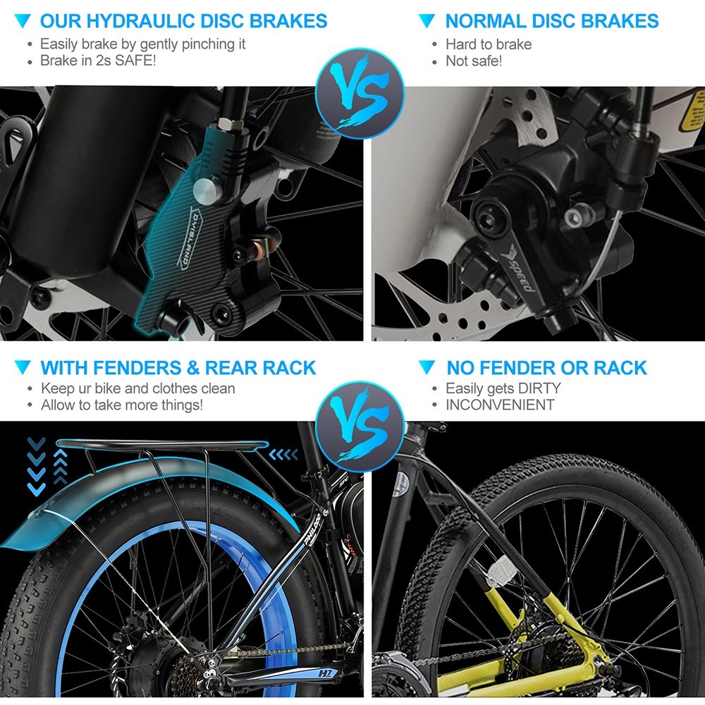 Philodo Bikes PHILODO H7 2.0 Electric Mountain Bike 26*4.0 Inch Fat Tires 48V 13Ah 1000W High-speed Motor 50Km/h Max Speed 65KM Range Removable Battery 21 Speed Gear All Terrain Fat Bike Black & Blue 17 Philodo Bikes PHILODO H7 2.0 Electric Mountain Bike 26*4.0 Inch Fat Tires 48V 13Ah 1000W High-speed Motor 50Km/h Max Speed 65KM Range Removable Battery 21 Speed Gear All Terrain Fat Bike Black & Blue -rockbros-shop PHILODO H7 2 0 All Terrain Fat Bike 26 Inch Black Blue 519321 5