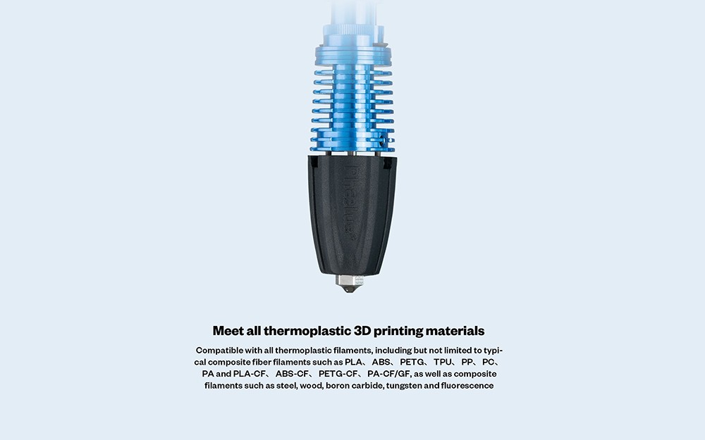 Phaetus Rapido Plus HF Hotend, 115W Heating Power, 350 Celsius Heat Resistance, Compatible with Thermoplastic Filaments and Composite Materials - Blue