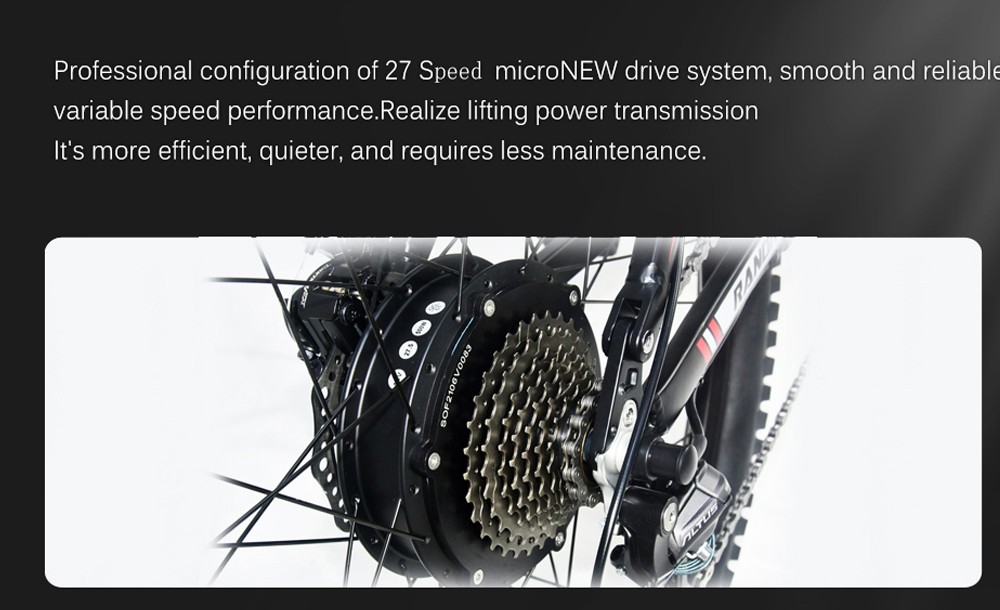 RANDRIDE Y90 Electric Bike 500W Motor 40km/h Max. rýchlosť 48V 13,6Ah Batéria 90km Max. dojazd 27,5*1.95'' Pneumatika 150kg zaťaženie MicroNew 27 prevodov - čierna
